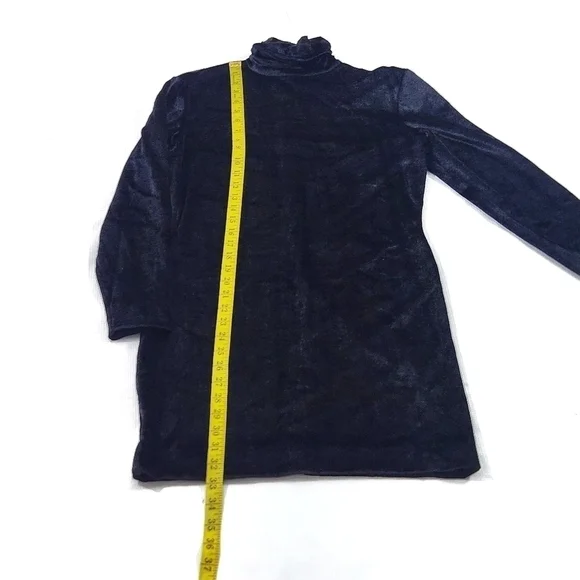 Vintage Ingrid Black Velvet  Bodycon Mock Neck Mini Dress - Picture 7 of 11